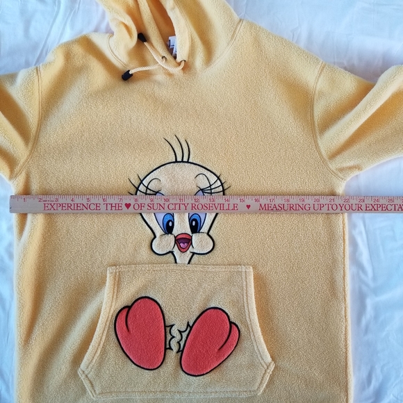 Vintage Tweety Bird Fleece Yellow Hoodie Warner Bros Small - Picture 8 of 13